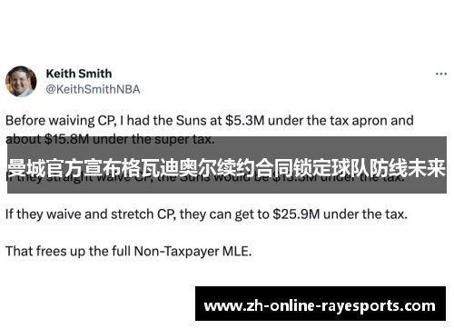 曼城官方宣布格瓦迪奥尔续约合同锁定球队防线未来 曼城官方宣布格瓦迪奥尔续约合同锁定球队防线未来